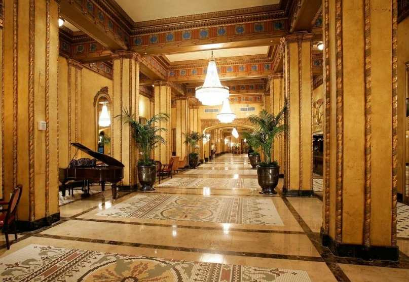 The lobby of The Roosevelt Hotel. Formerly the Fairmont Hotel, which housed President Carter on October 21, 1980.